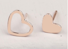 Load image into Gallery viewer, Lisa Angel - Mismatched Heart Stud Earrings in Rose Gold