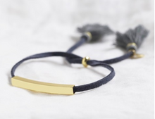 Load image into Gallery viewer, Lisa Angel- Navy Suede Gold beaded bar bracelet