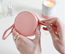 Load image into Gallery viewer, Lisa Angel - Peach Pink Round travel Jewellery Case