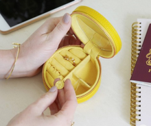 Load image into Gallery viewer, Lisa Angel - Yellow Round travel Jewellery Case