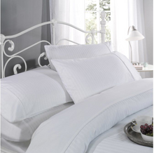Load image into Gallery viewer, Carlton Collection – 300 Thread Count Sateen Stripe Double Duvet Set in White