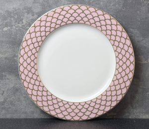 Art Deco Collection: Pink & Gold Scallop Dinner Plate