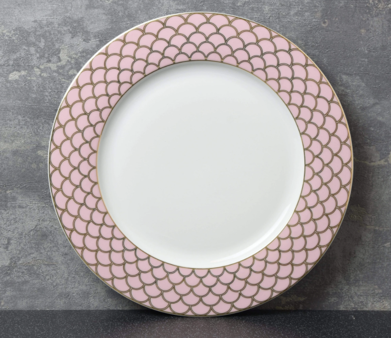 Art Deco Collection: Pink & Gold Scallop Dinner Plate