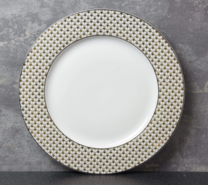Art Deco Collection: Black and Gold Dinner Plate With Square Detail