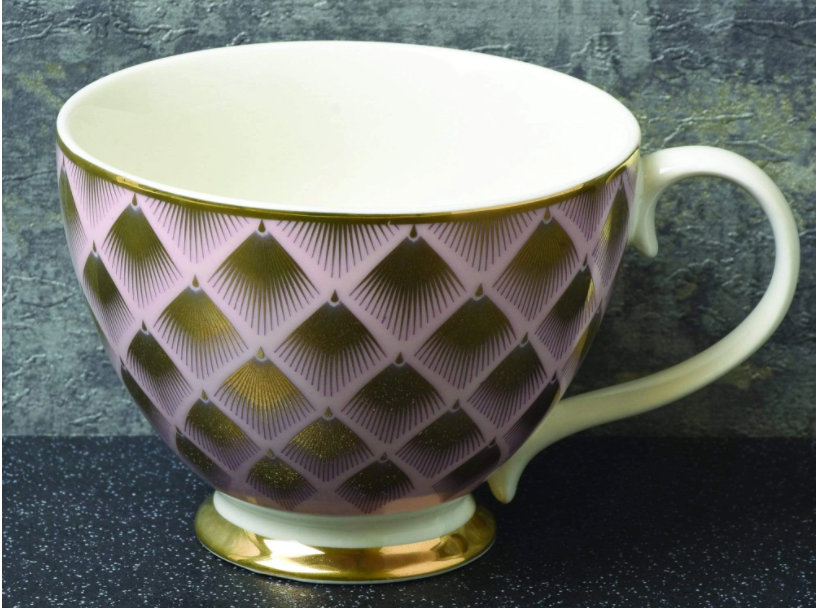 Art Deco Collection: Gold Footed Mug with Fan Design