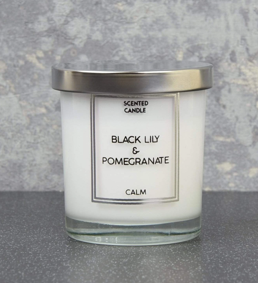 Small Black Lily and Pomegranate Scent Candle