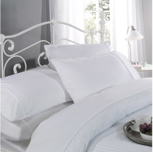 Carlton Collection – 300 Thread Count Sateen Stripe Double Duvet Set in White