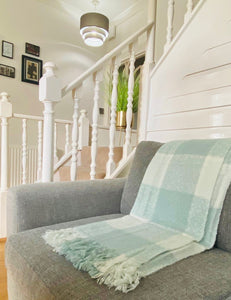 Chequered Throw Duck Egg Blue